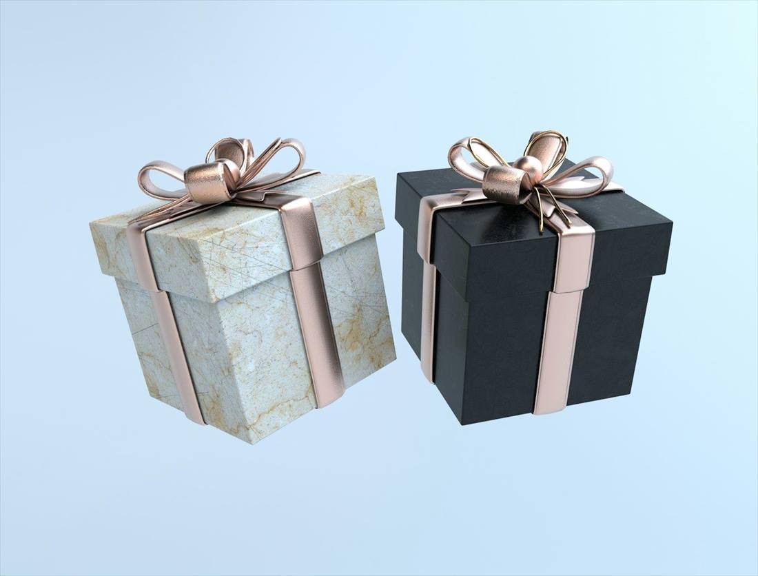 Two premium gift boxes with satin bows